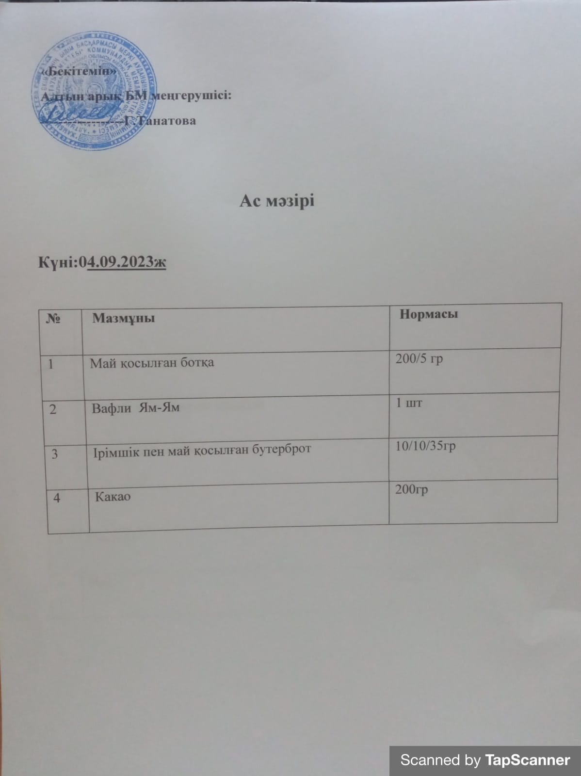 Ас мәзірі