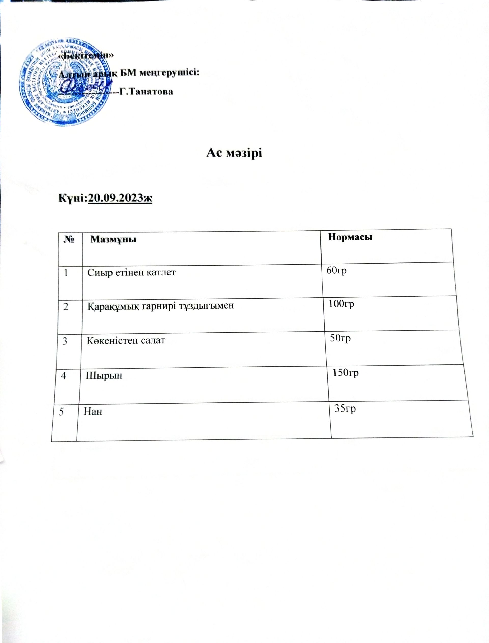 Ас мәзірі