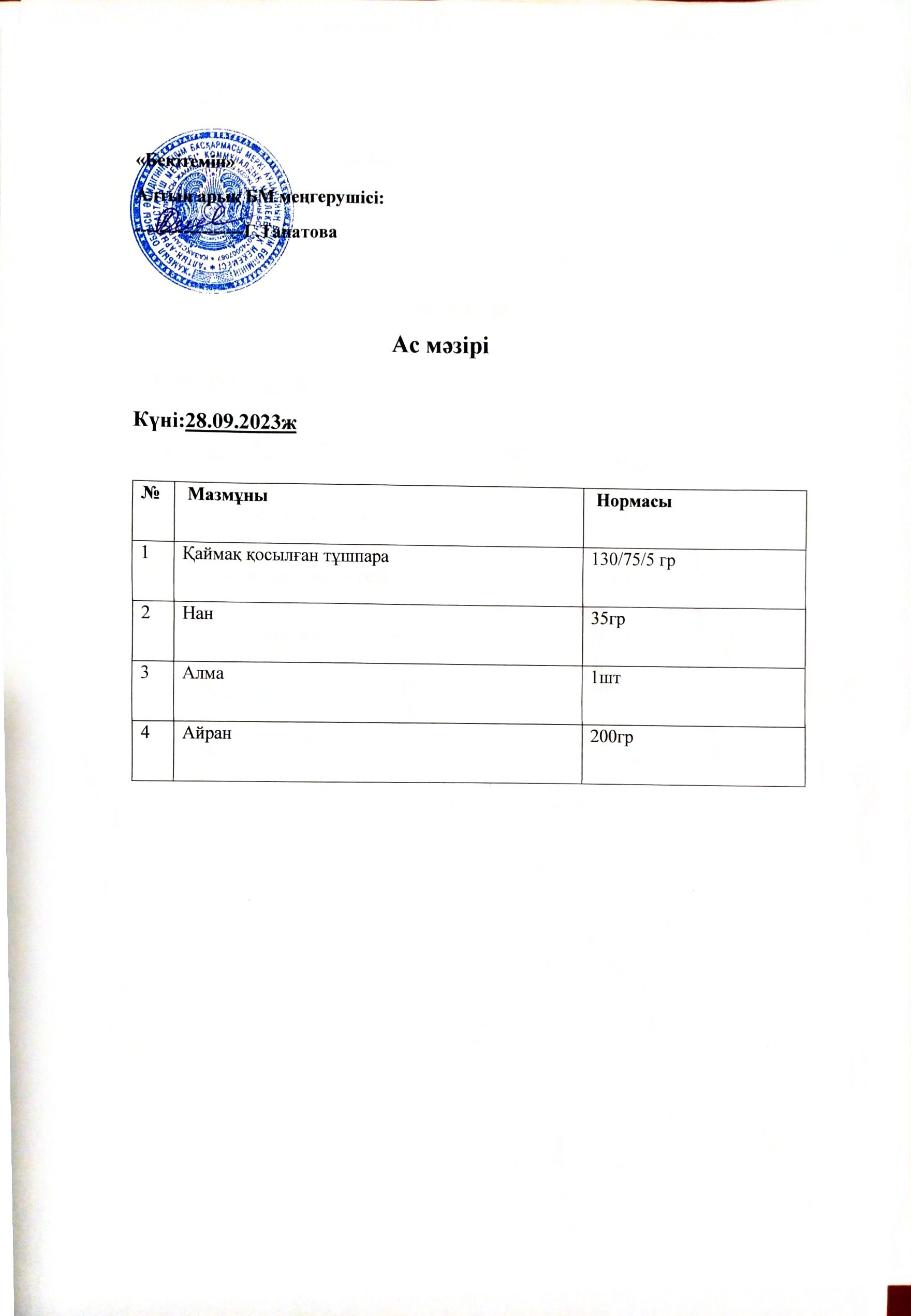 Ас мәзірі
