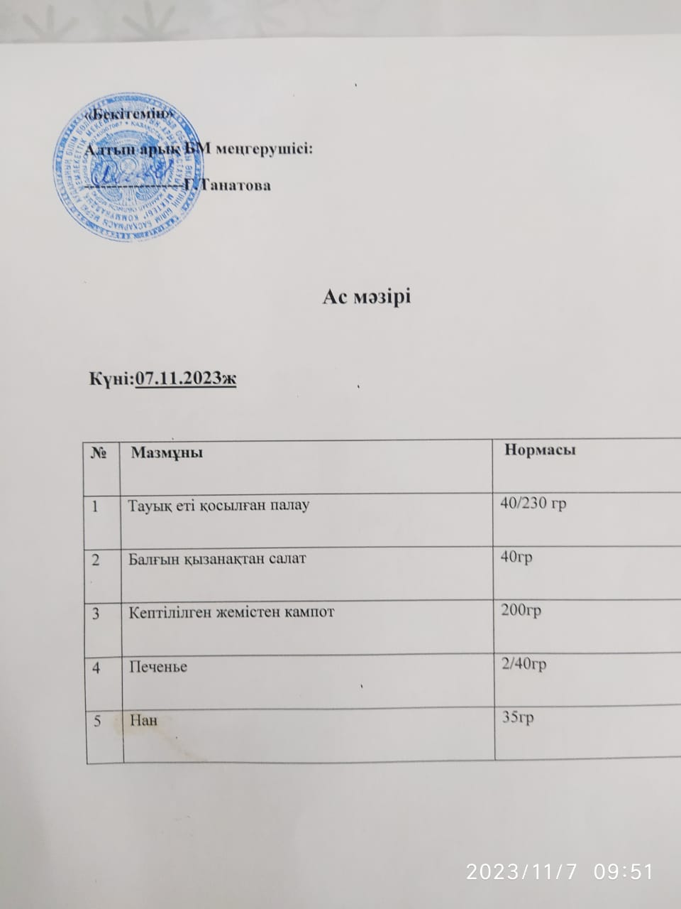 Ас мәзірі